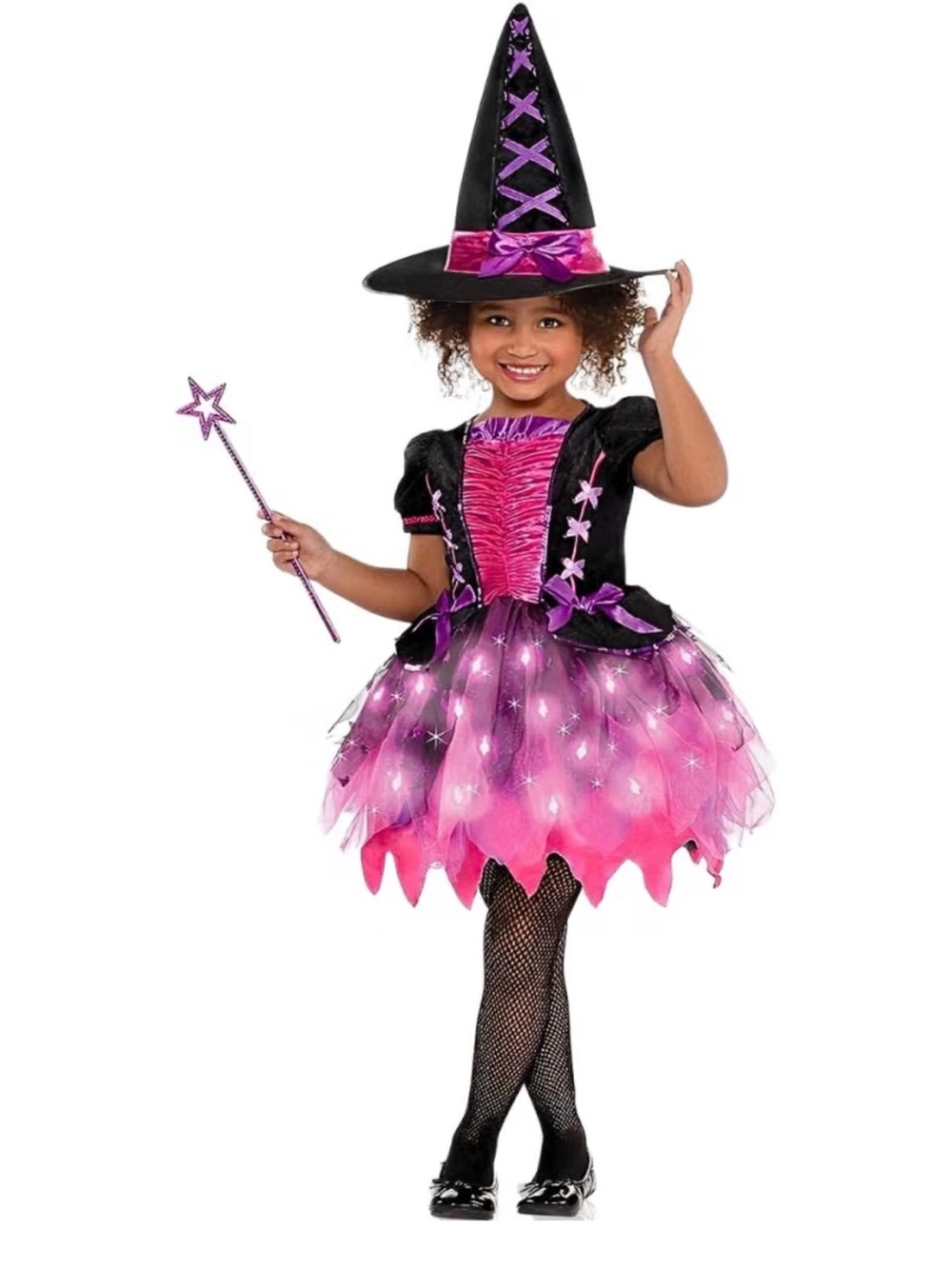 Toddler Girl Witch Costume -Black Jacket with Pink & Purple Star Accent